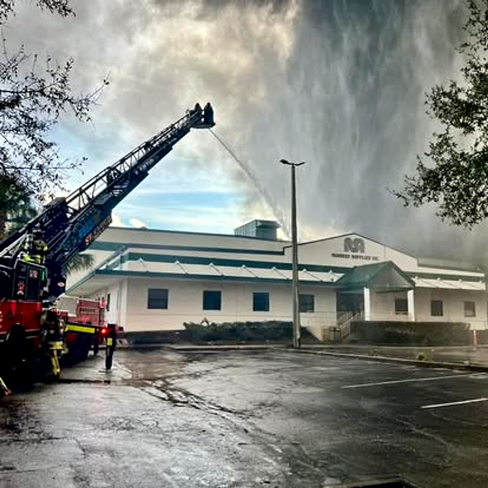 St. Cloud Fire Rescue crew battling a commercial structure fire