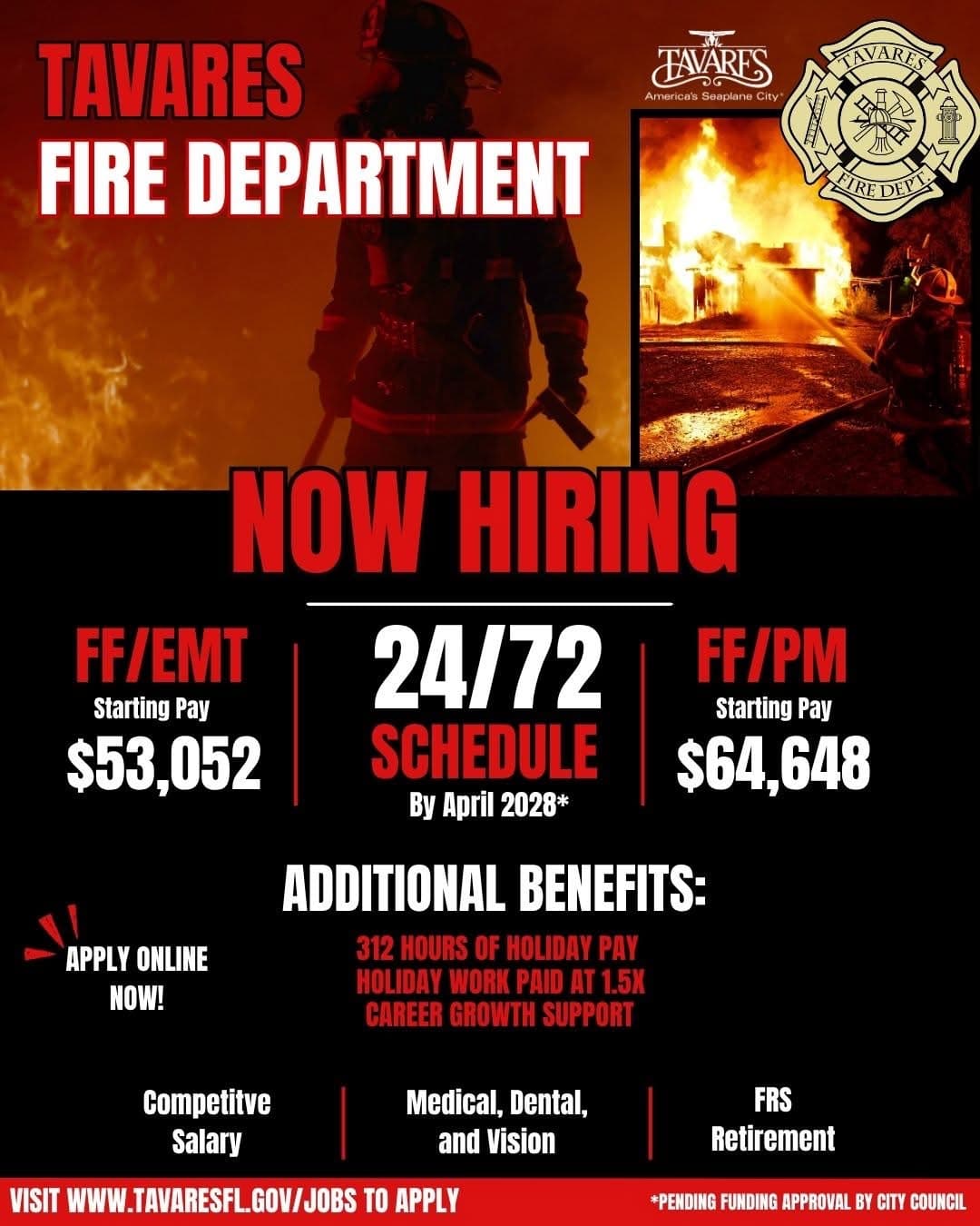 Tavares Fire Department Now Hiring FF/EMT and FF/Paramedic